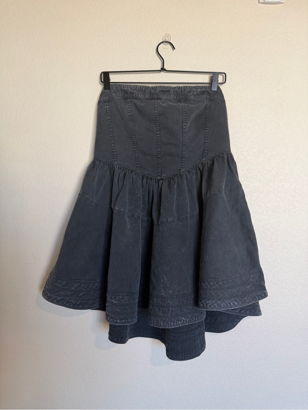 Free People Denim Black Strapless Dress